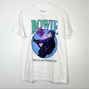 DAVID BOWIE Vintage Retro Glass Spider Tour Band Tee White Ziggy Stardust M